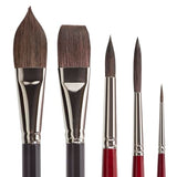 KINGART Equinox, Black Kazan Synthetic Watercolor Brushes, Set of 5 KINGART