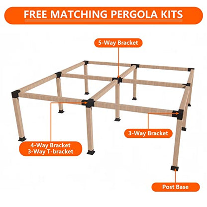 ITeVe.GD Pergola DIY Kit.4"x4"(Inner Size:3.5"x3.5") 5-Way Woodwork Bracket & Post Achor,Black Powder-Coated Elevated Wood Stand Kit for Wood - WoodArtSupply