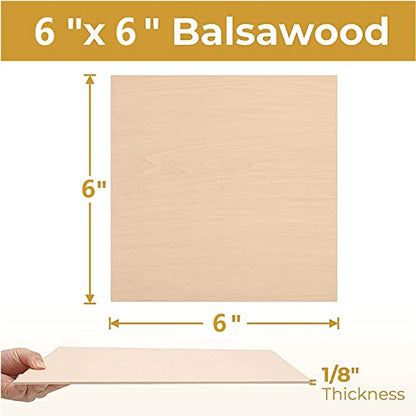 Basswood Sheets ，Unfinished Wood Pieces 20Pcs 6 x 6 x 1/8 Inch，Plywood Board for Crafts for DIY Projects, Drawing, Painting, Laser, Wood Burning,