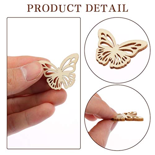 300Pcs Wooden Embellishments,Flower Butterfly Shape Wooden Cutouts Wooden Scrapbooking DIY Handmade Crafts Children Graffiti Home Decor Wooden Crown Haiabei