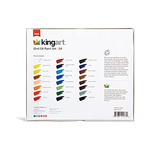KINGART PRO Oil Paints (12 ml), Set of 24 Assorted Colors KINGART