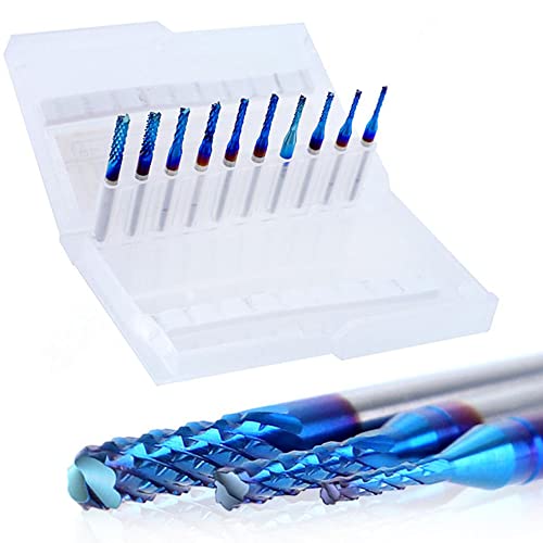 ASNOMY 20pcs End Mills CNC Spiral Router Bits, 1/8" Shank CNC Cutter Milling Carving Bit Set, Nano Blue Coat CNC End Mill Bits, Cutting ASNOMY