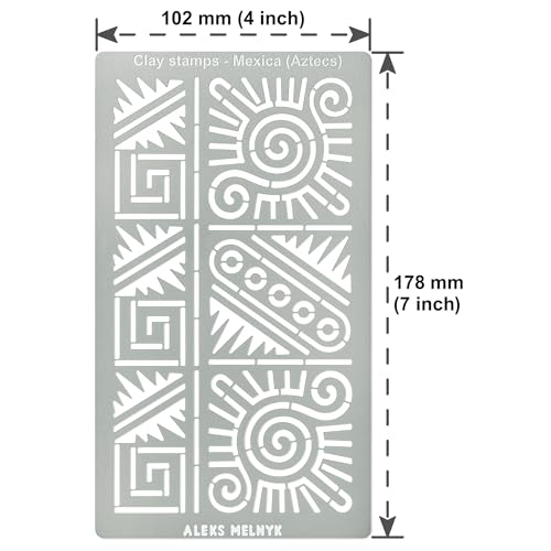 Aleks Melnyk No.433 Metal Stencil, Aztec Stencil Patterns and Symbols, Small Stencil, 1 PC, Template for Wood Burning, Engraving, Crafting, - WoodArtSupply