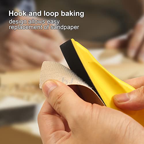 70 Sheets Micro Detail Sander Paper Kit,3.5”x 1”Hand Sanding Block for Small Projects Wet Dry Hook & Loop Alumina 80 to 600 Grit Sandpaper for Wood MAXMAN