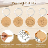 Oungy 50PCS Wooden Keychain Blanks Unfinished Round Wood Keychain Blanks Wooden Key Chain Bulk for Engraving Personalized DIY Gift Crafts Oungy
