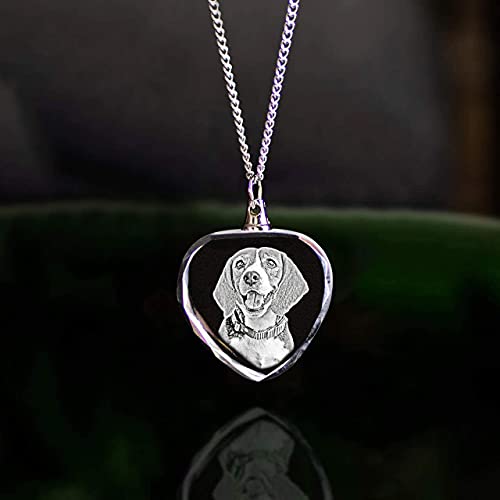 ArtPix 3D Personalized Necklace, 3D Laser Etched Photo Crystal, Engraved Heart Necklaces Accessories, Memorial Birthday Gifts for Mom, Dad, Him, Her, ArtPix 3D