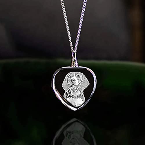 ArtPix 3D Personalized Necklace, 3D Laser Etched Photo Crystal, Engraved Heart Necklaces Accessories, Memorial Birthday Gifts for Mom, Dad, Him, Her, - WoodArtSupply