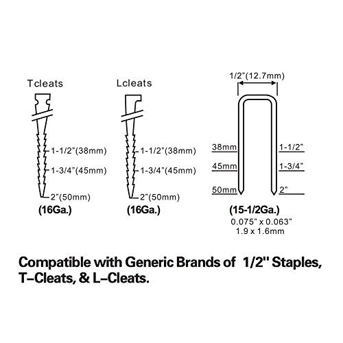 Freeman PFL618BR Pneumatic 3-in-1 15.5-Gauge and 16-Gauge 2" Flooring Nailer / Stapler with Flooring Mallet, Interchangeable Base Plates, and Case Freeman