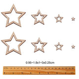 KitBeads 100pcs Random Hollow Star Shape Unfinished Wooden Embellishment Pieces Mixed Sizes Wood Star Cutouts Laser Cut Star Ornaments for Crafts KitBeads
