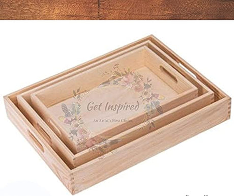 Unfinished Wooden Trays - Set of 3 by Decorate Your World Collection by Get Inspired Get Inspired