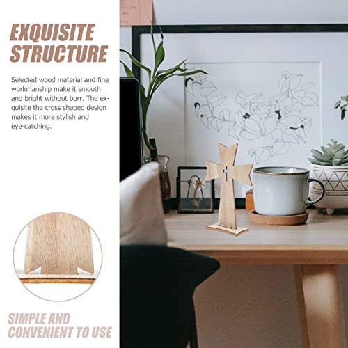 PRETYZOOM 60 pcs Holiday Decorations Wood Jesus Cross Wood Crosses for Crafts Unfinished Cutout Remembrance Ornament Tabletop Cross Holy Cross Table PRETYZOOM