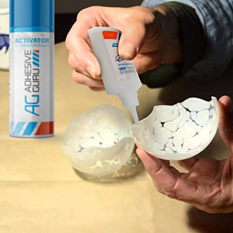 Adhesive Guru CA Glue with Activator Woodworking (2 x 1.7 oz - 2 x 6.76 fl oz) Ca Glue for Woodworking, Cyanoacrylate Glue and Activator (2 Pack) ag adhesive guru