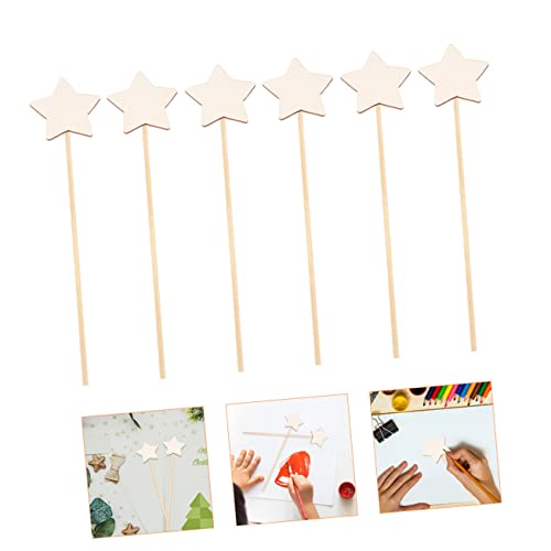 Yardwe 6Pcs Wand Unfinished Wooden Wands DIY Princess Wand kit Girls Costume Accessories Fairy Wood Wands Princess Party Decorations Fairy Sticks Yardwe