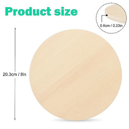 20 PCS 8 Inch Unfinished Wood Circles, Thickness 6 mm, Wooden Rounds for Crafts, Wood Discs for DIY Painting Decorations, Weddings and Parties,by - WoodArtSupply