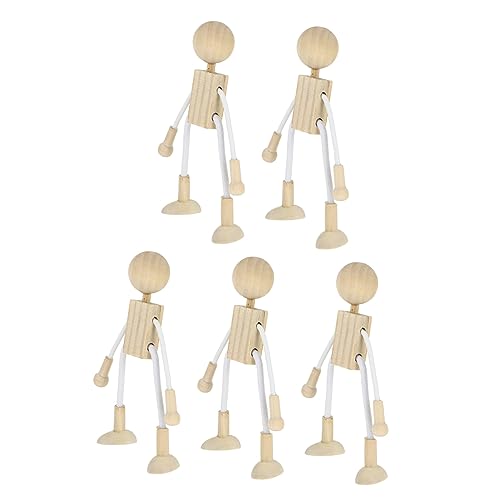 Kisangel 5pcs Cartoon Toy White Embryo Dolls Unfinished Wood Crafts Unfinished Wood Peg Dolls Unfinished Peg Doll Wood Dolls Blank Wood Toys Kisangel