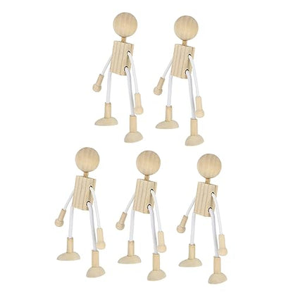 Kisangel 5pcs Cartoon Toy White Embryo Dolls Unfinished Wood Crafts Unfinished Wood Peg Dolls Unfinished Peg Doll Wood Dolls Blank Wood Toys
