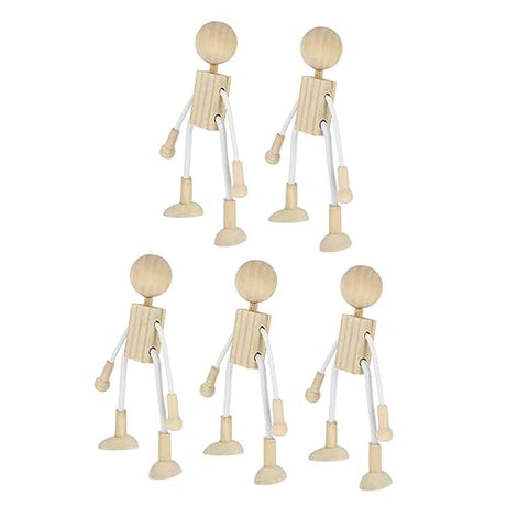 Kisangel 5pcs Cartoon Toy White Embryo Dolls Unfinished Wood Crafts Unfinished Wood Peg Dolls Unfinished Peg Doll Wood Dolls Blank Wood Toys Kisangel
