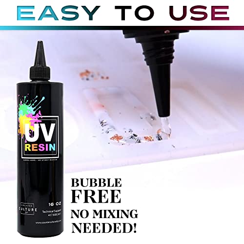 Counter Culture DIY Clear UV Resin, Quick Art Supplies for Coating & Casting, Great for Jewelry, Keychains - Epoxy Glue Cures Hard, No Sticky Residue Counter Culture DIY