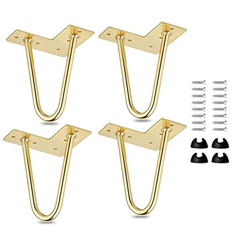 La Vane 6 inch / 15cm Hairpin Table Legs, 4PCS Mid-Century Modern DIY Metal Furniture Legs with Floor Protectors & Screws for Coffee and End Table La Vane