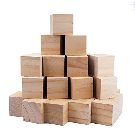 Tosnail 50 Pack 1.5 Inches Unfinished Wooden Cubes Wooden Blocks - Great for Crafts Making Tosnail