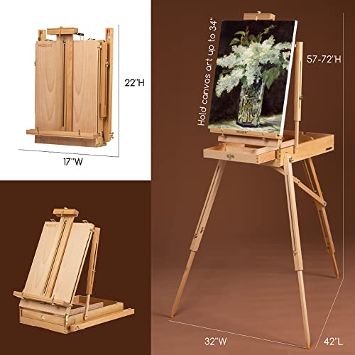 MEEDEN Art Set with French Easel for Professional Artist,Supplies Acrylic Painting(10-60ML) Kit with Paintbrushes for Adults,Pre Painter and Canvas MEEDEN