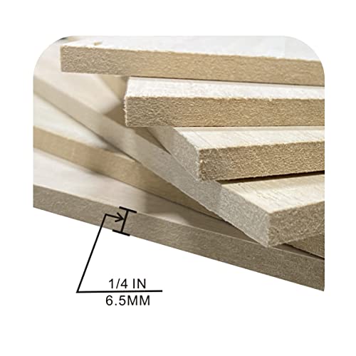 6 Pieces Veneered MDF Double Sided Paulownia Wood,MDF Core,6.4mm 1/4th Inch, 7" x11" Rectangle Slice, Unfinished Wooden Canvas Boards Signs for Cregugua