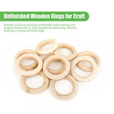 30PCS Natural Wooden Rings for Macrame, Unfinished Wood Rings for Jewelry Making, Circle Pendant Connectors 55mm/2.2inch HANWER