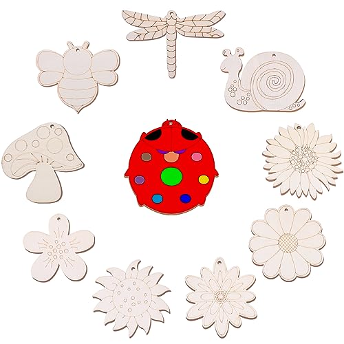 50PCS Unfinished Wooden Craft, Flower Wooden Blank Paint Crafts for Kids Painting DIY Crafts Home Decoration Craft Ornament Supplies - WoodArtSupply