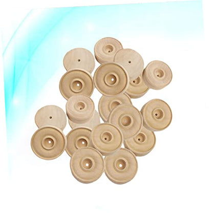 TEHAUX 25pcs Unfinished Round Blank Wood Crafts Supplies DIY Accessories Unfinished Wood Wheels Homemade Ornaments Crafts Wood Wheel Round Wheels - WoodArtSupply