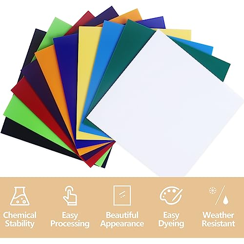 Frddiud 10 Pcs Colored Acrylic Sheets, 8 x 8 x 1/8 Inch Laser Cutting Acrylic Sheets, Cast Acrylic Sheets for DIY Projects, Crafts Art Display, Signs