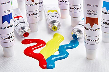 KINGART Studio Watercolor Paint, 12 ml (.4oz), Set of 12 Colors - WoodArtSupply