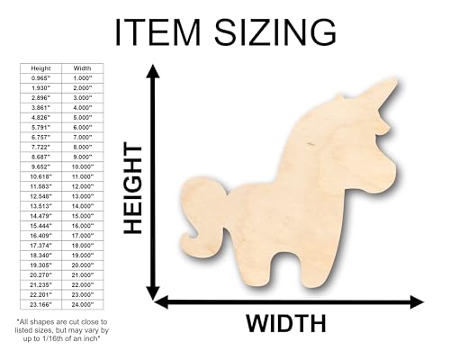 Unfinished Wood Unicorn Shape - Craft - up to 36" DIY 14" / 3/4" 24 Hour Crafts