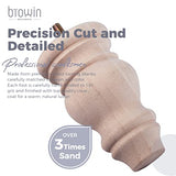 5 inch Unfinished Wooden Bun Feet, Btowin 4Pcs Solid Wood Furniture Legs with Threaded 5/16'' Hanger Bolts & Mounting Plate & Screws for Sofa Couch Btowin
