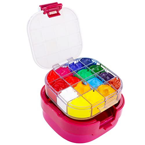 Paint Saver Storage Palette Box 16-Well Portable Airtight (Red, 0.95”x 4.6”x 3.5") DQITJ