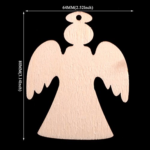 Christmas Wooden Crafts Hanging Ornaments Christmas Tree Decoration Unfinished Wood Cutouts for DIY Blank Slices to Paint (10PCs Angel Style) YEEQIN