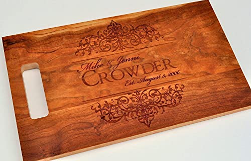 Personalized Wood Cutting Board Engraved with Family Name and Established Date | Perfect Customized Wedding Gifts For Couples Housewarming Gift or MRC Wood Products
