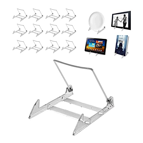 KINGDOM SOLUTIONS KS- 12 Pack Sturdy & Versatile Adjustable Plate Stand 4" x 4.75" - Made in USA Acrylic Easels to Display Plates, Frames, Photos, KINGDOM SOLUTIONS