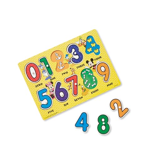 Melissa & Doug Disney Wooden Peg Puzzles Set: Letters, Numbers, and Shapes and Colors - Letters And Number Puzzles, Disney Puzzles, Wooden Puzzles - WoodArtSupply