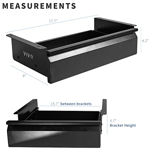 VIVO 16 inch Under Desk Mounted Sliding Pull-out Drawer without Shell for Office Desk, Storage Organizer for Sit Stand Workstation, Black, - WoodArtSupply