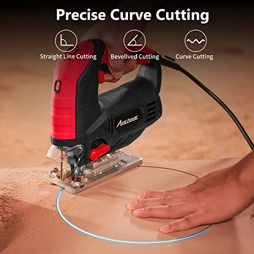 AVID POWER Jig Saw, 7.0A 3000 SPM Jigsaw with Variable Speed, Bevel Angle (0°-45°), 6PCS Blades and Scale Ruler AVID POWER
