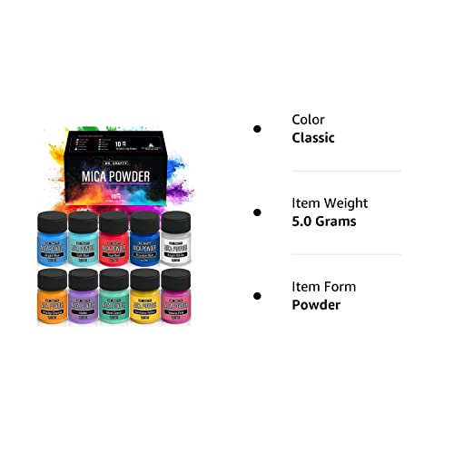 𝗗𝗥 𝗖𝗥𝗔𝗙𝗧𝗬® 𝗠𝗶𝗰𝗮 𝗣𝗼𝘄𝗱𝗲𝗿 for Epoxy Resin, Pigment Powder - Resin Mica Powder for Candle Making, Resin Powder – Epoxy Pigment Powder for Epoxy Resin, DR. CRAFTY