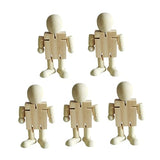 COHEALI 5pcs White Embryo Robot Wood Robot Figure Unfinished Peg Dolls Kids Painting Art Crafts Natural Ornaments Peg People Kit Wood Doll Figures COHEALI