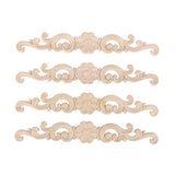 BESPORTBLE 4pcs Wood Carved Onlay Applique Unpainted Rose Flower Applique for DIY Craft Door Home Furniture Decoration BESPORTBLE