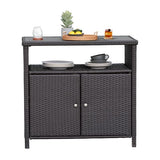 Grand Patio Dylan Wicker Storage Cabinet - Versatile Indoor & Outdoor Waterproof Bar Table with Doors and Shelves Grand patio