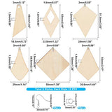 PH PandaHall Unfinished Wooden Earrings Blank, 60pcs 6 Styles Rhombus Natural Wood Drop Dangles with 60pcs Earring Hooks 60pcs Jump Rings for Jewelry PH PandaHall