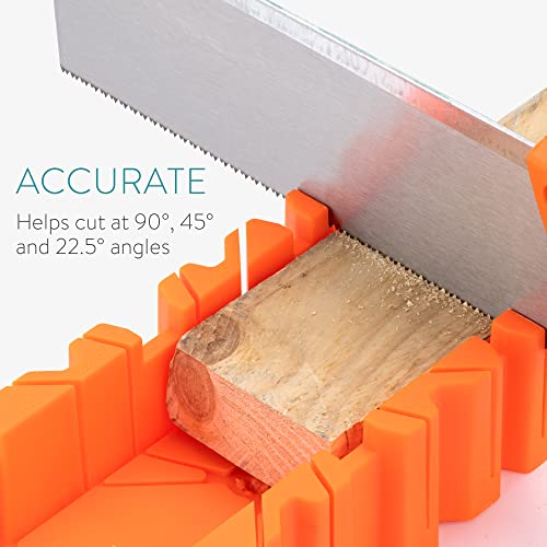 Navaris Miter Box with Saw - Mitre Box with 12" Hand Saw Cutter Tool Included for Cutting Wood Woodwork - Angle Cutter for Joinery Navaris