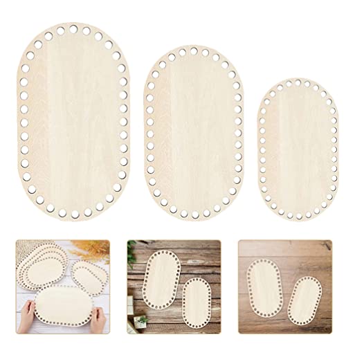 Milisten 4pcs Wooden Basket Bottom Wooden Base Shaper Blank Crochet Base for Thick Yarn DIY Knitting Basket Weaving Supplies Oval - WoodArtSupply