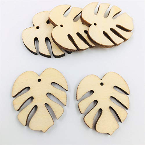 24PCS Wood Monstera Leaf Earring Blanks Laser Cut Shapes for Jewelry Making (Natural, 2'', 1'') NUORUI