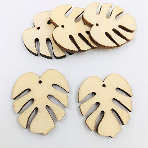 24PCS Wood Monstera Leaf Earring Blanks Laser Cut Shapes for Jewelry Making (Natural, 2'', 1'') - WoodArtSupply