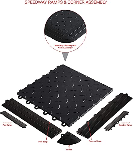 Speedway Garage Floor Diamond Tile, 12 x 12-Inch, Black, 50-Piece Set Speedway
